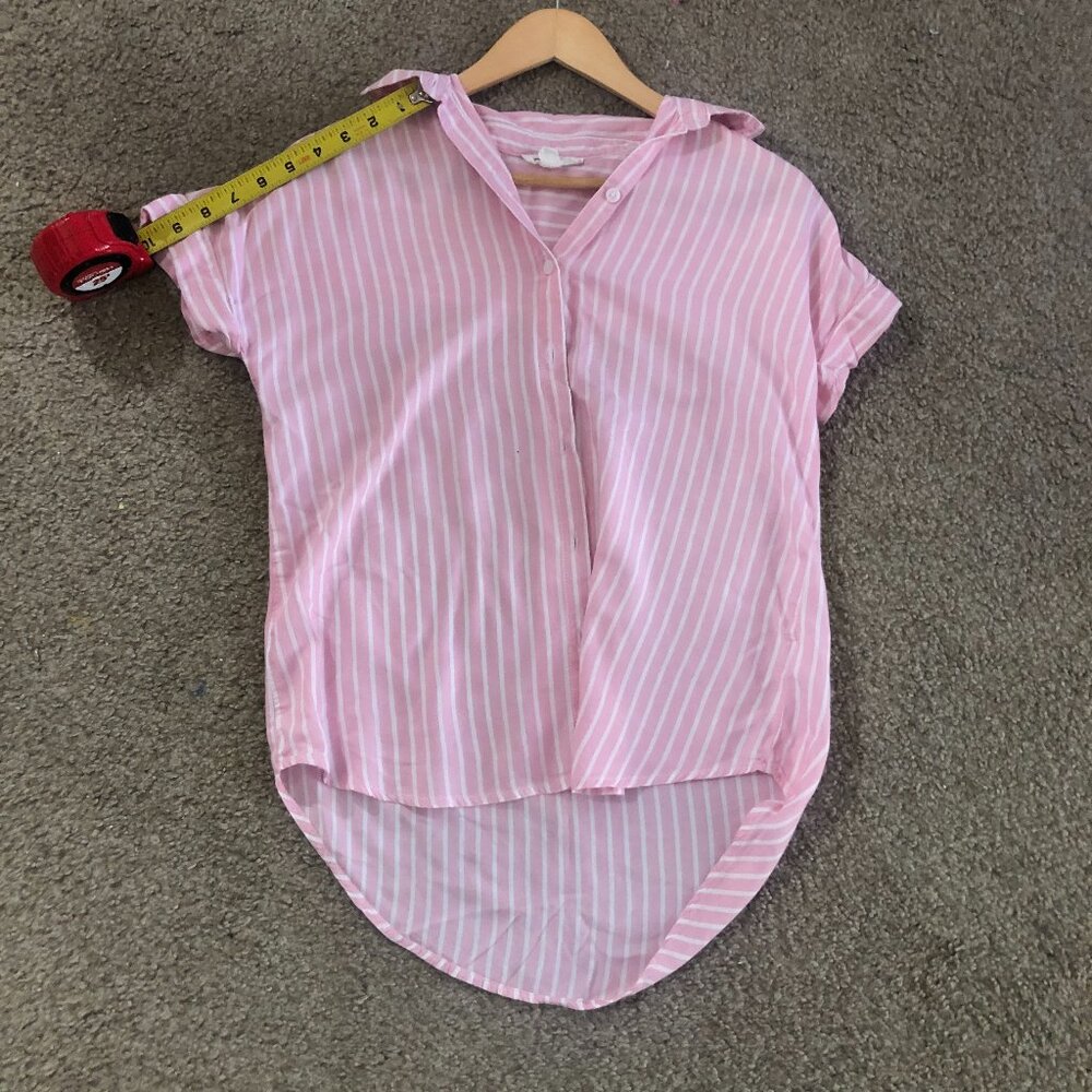Beach Lunch Lounge Pink White Striped ButtonDown Shirt Collar Beachy  XS - Picture 3 of 6